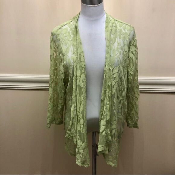 NWT J Bee green sheer lightweight open cardigan XL - Picture 1 of 6